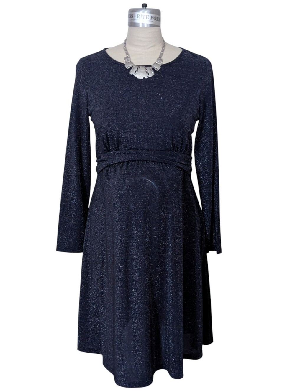 Seraphine Luxe Navy With Silver Maternity Nursing Dress Size 8